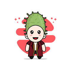 Cute lawyer character wearing cactus costume.