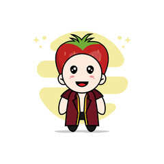 Cute lawyer character wearing strawberry costume.