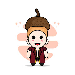 Cute lawyer character wearing nut costume.