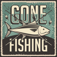 Retro Vintage Gone Fishing Poster