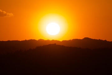 Japan Sunset along the Pacific Coast near Tokyo. The sky is stunning with many colors. Amazing.