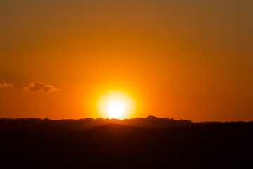 Japan Sunset along the Pacific Coast near Tokyo. The sky is stunning with many colors. Amazing.