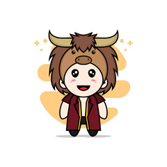 Cute lawyer character wearing bull costume.