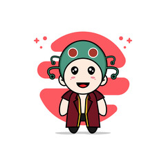 Cute lawyer character wearing caterpillar costume.