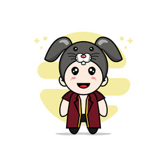 Cute lawyer character wearing rabbit costume.