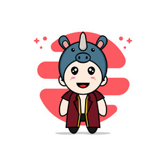 Cute lawyer character wearing rhino costume.