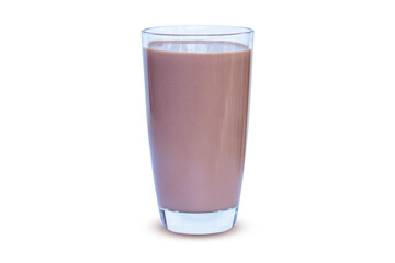 Fresh chocolate drink milk glass isolated on white background. Clipping path.