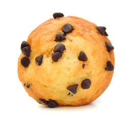 Chocolate chip muffin isolated on white background