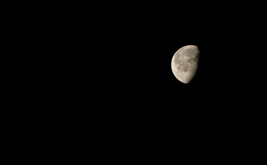 Half moon on night sky