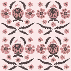 Floral fantasy damask seamless pattern