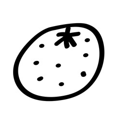 orange smooth lines doodle, tropical fruit, freehand drawing, vegetarian food