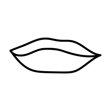 Isolated illustrations. Contour illustration of lips,hand-drawn lips