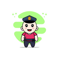 Obraz na płótnie Canvas Cute kids character wearing police costume.