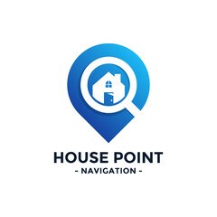 Fototapeta na wymiar House point logo vector. Pin icon with home combination. Creative gps map point location symbol concept.