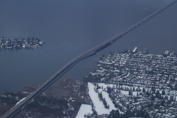 Floating bridge on lake Washington, Seattle, USA