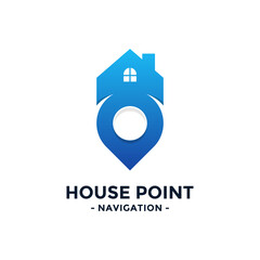 House point logo vector. Pin icon with home combination. Creative gps map point location symbol concept.
