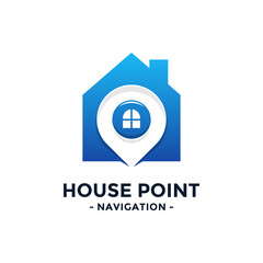 House point logo vector. Pin icon with home combination. Creative gps map point location symbol concept.