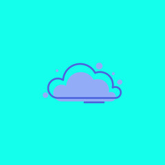 Blue Cloud Flat Icon with Circles and Line, suitable for weather icons, colorful icons with outline and fill.