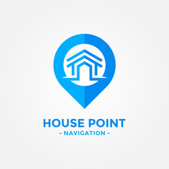 House point logo vector. Pin icon with home combination. Creative gps map point location symbol concept.