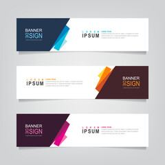 Vector abstract web banner design template. Collection of web banner template. Abstract geometric web design banner template isolated on grey background. Header - landing page Web Design Elements