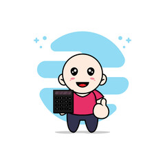 Cute kids character holding a calculator.
