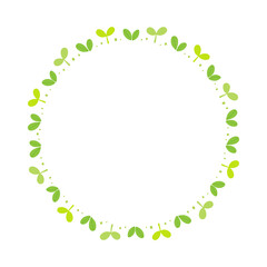 Sprouts round frame template on white background.