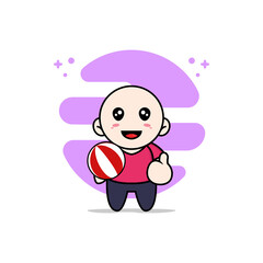 Cute kids character holding a ball.