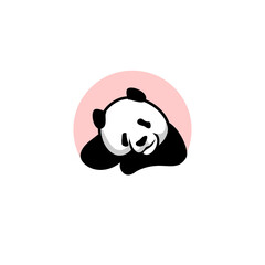 Cute Panda bear Logo design vector template. 
Funny Lazy Logo Panda animal Logotype concept icon.