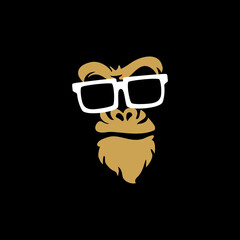 angry gorilla head logo template vector.  Monkey face logo template vector. Ape logo template © aliafandi