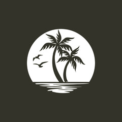 Obraz premium Beach Logo and Summer logo template vector illustration, Template for logo on the theme of tourism with a palm trees.