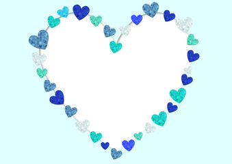 青　ホワイトデー　父の日　キラキラ　ハート　フレーム　カード