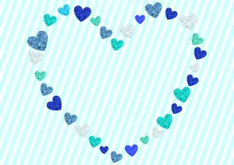 青　ホワイトデー　父の日　キラキラ　ハート　フレーム　カード