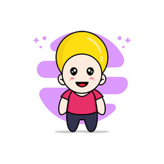 Cute kids character wearing lemon costume.