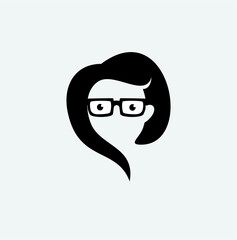 kid with hair and glasses for Geek Logo, Vector Logo template