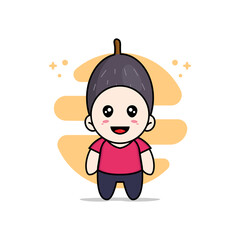 Cute kids character wearing velvet costume.