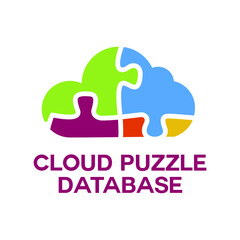 Cloud Puzzle Jigsaw for data base storage, technology theme, together icon, teamwork training service business logo vector concept