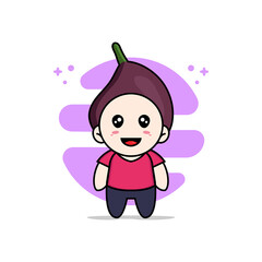 Cute kids character wearing fig costume.