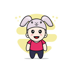 Cute kids character wearing rabbit costume.