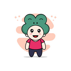 Fototapeta premium Cute kids character wearing frog costume.