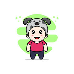 Cute kids character wearing dog costume.