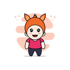 Obraz premium Cute kids character wearing fox costume.