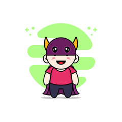 Cute kids character wearing superhero costume.