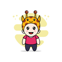 Cute kids character wearing giraffe costume.