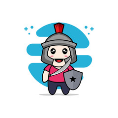 Cute kids character wearing gladiator costume.