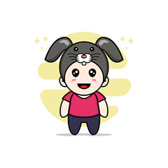 Cute kids character wearing rabbit costume.