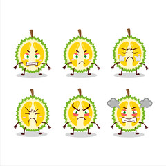 Slice of durian cartoon character with various angry expressions