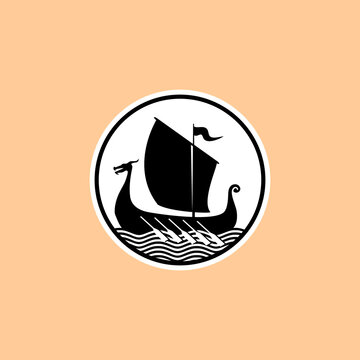 Viking transport ship logo. 
Vector Illustration. Branding Identity Corporate logo 
design template Isolated on a white background