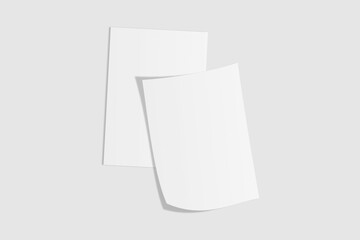 Realistic blank A4 flyer brochure for mockup. Paper or poster illustration. 3D Render.