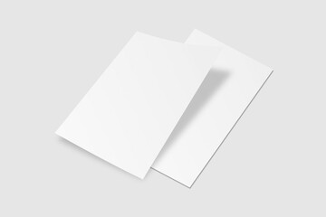 Realistic blank A4 flyer brochure for mockup. Paper or poster illustration. 3D Render.