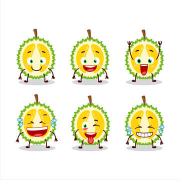 Cartoon character of slice of durian with smile expression